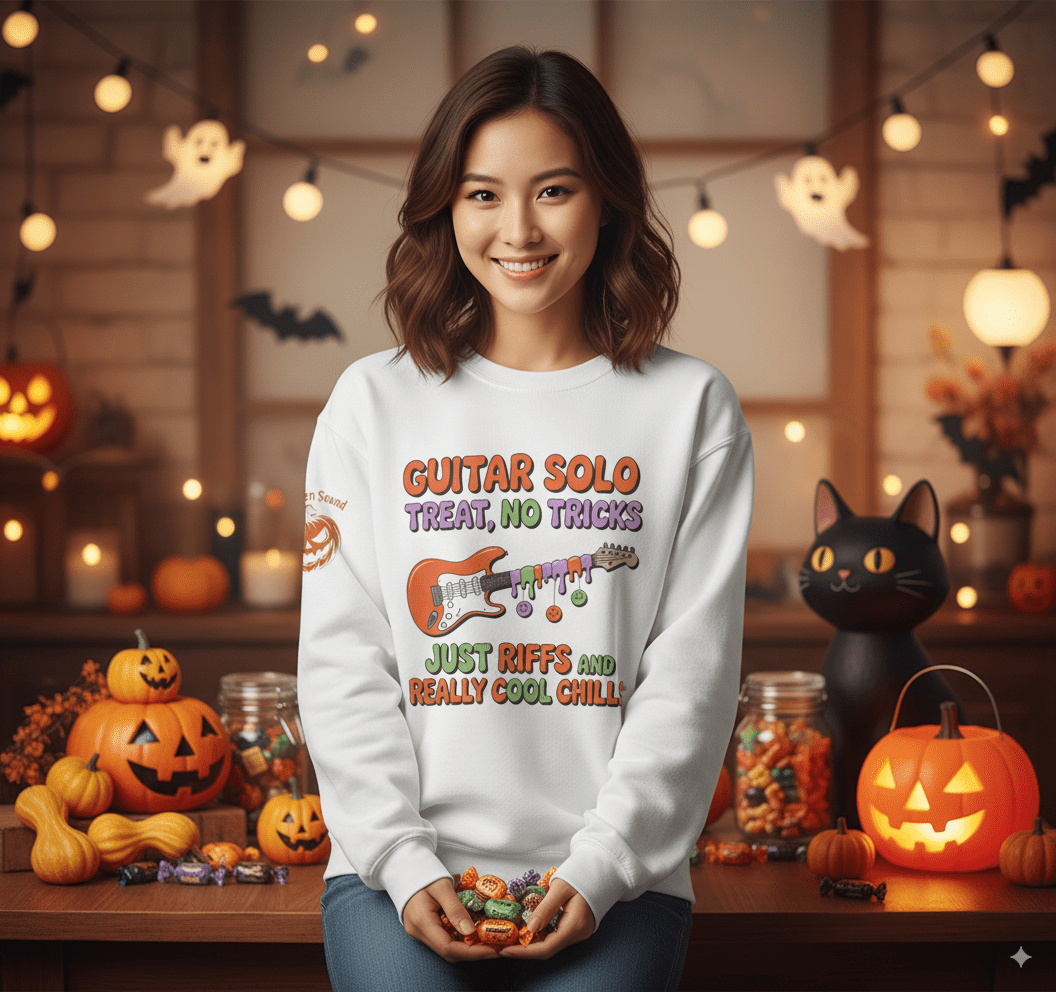 Guitar Solo Sweatshirt - Riffs and Cool Chills Halloween