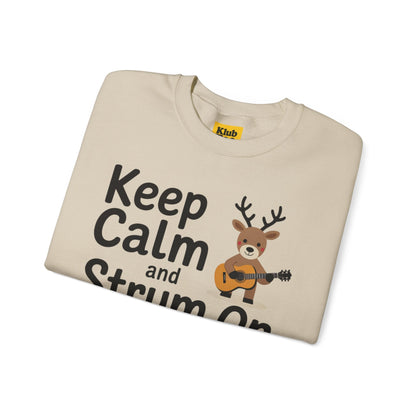 Keep Calm and Strum On Christmas Sweatshirt - Reindeer