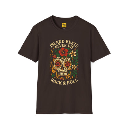 Skull & Floral Rock T-Shirt - Gothic Design