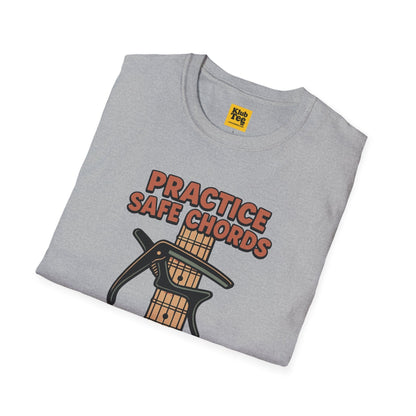 Practice Safe Chords T-Shirt - Guitar Humor