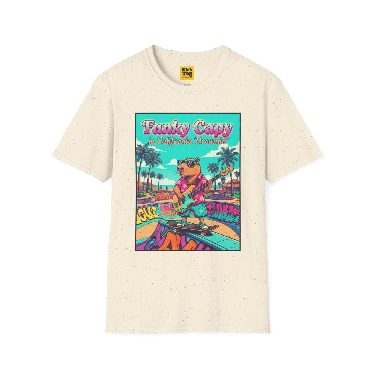 Funky Capybara Vibes T-Shirt - Retro Beach Skateboard Tee