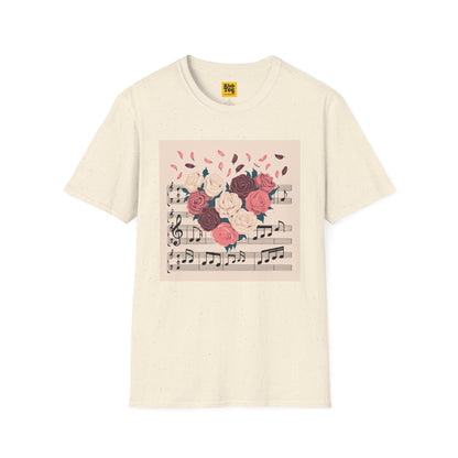 Floral Music Notes T-Shirt - Botanical Sound