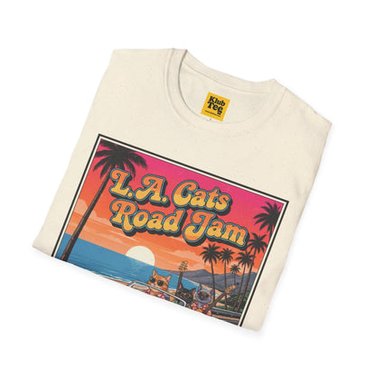 L.A. Cats Road Jam T-Shirt - Vintage Cat Lover Tee