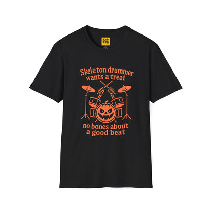 Halloween Skeleton Drummer T-Shirt - Spooky Musician