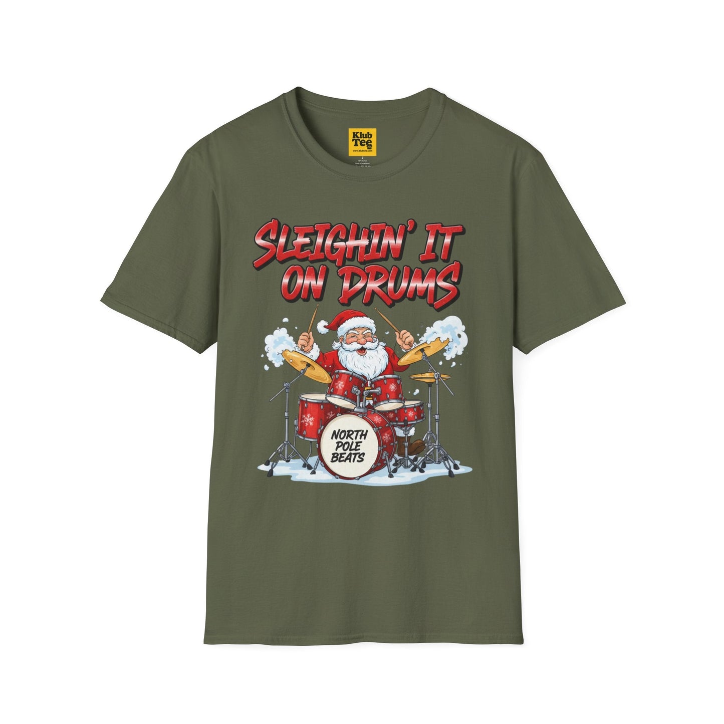 Sleighin' It on Drums T-Shirt - Christmas Drummer