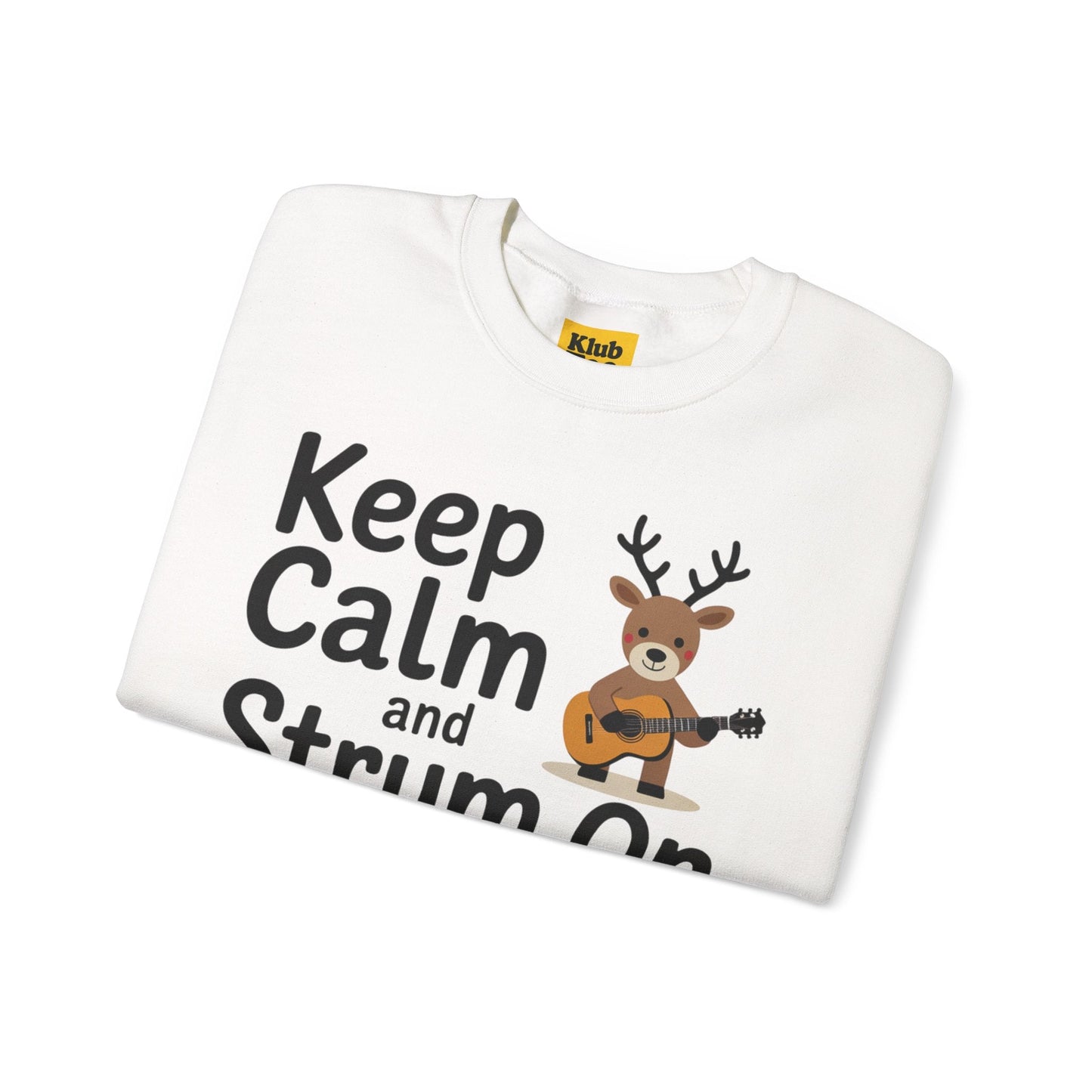 Keep Calm and Strum On Christmas Sweatshirt - Reindeer