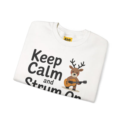 Keep Calm and Strum On Christmas Sweatshirt - Reindeer