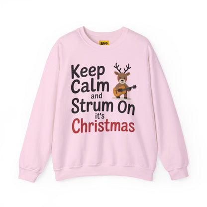 Keep Calm and Strum On Christmas Sweatshirt - Reindeer