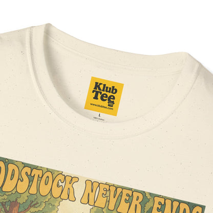 Woodstock Never Ends T-Shirt - Retro Peace Festival