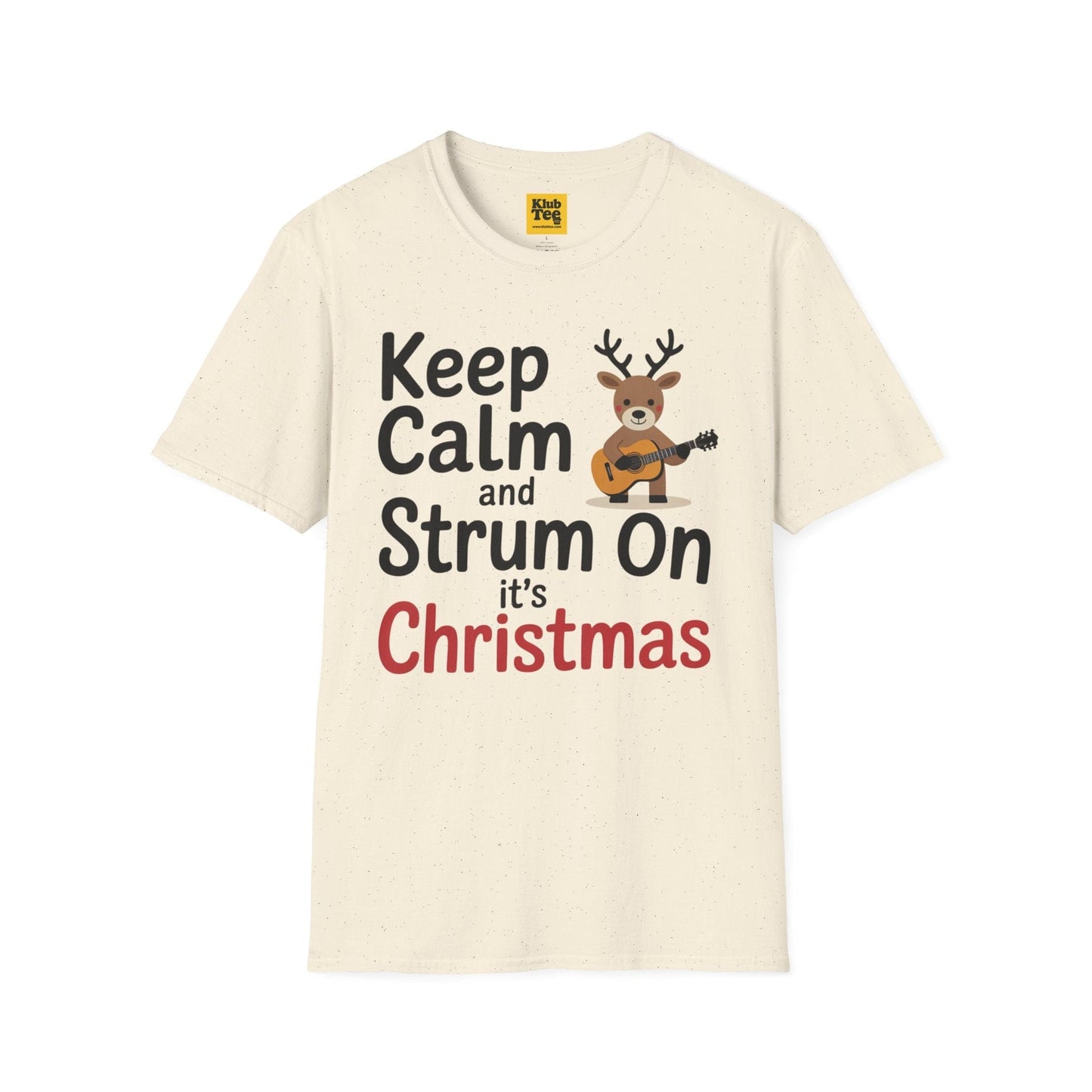 Keep Calm and Strum On Christmas T-Shirt - Reindeer
