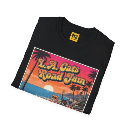 L.A. Cats Road Jam T-Shirt - Vintage Cat Lover Tee