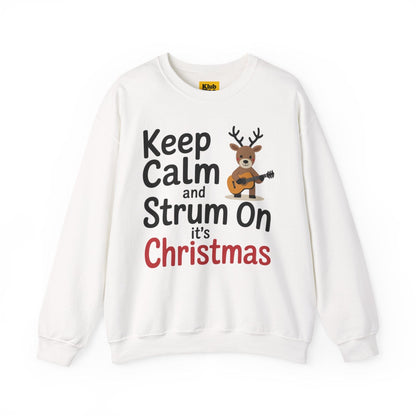 Keep Calm and Strum On Christmas Sweatshirt - Reindeer