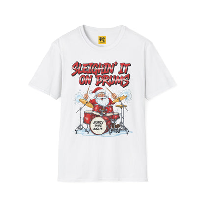 Sleighin' It on Drums T-Shirt - Christmas Drummer