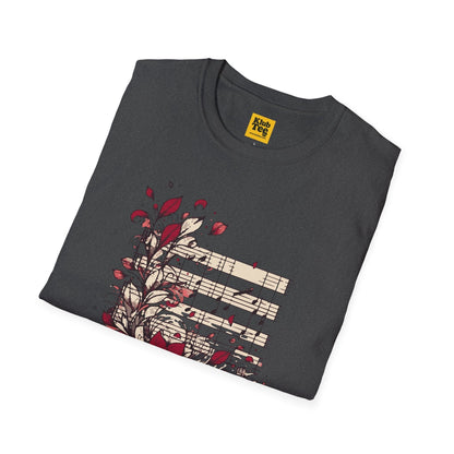 Floral Music Notes T-Shirt - Garden Melody