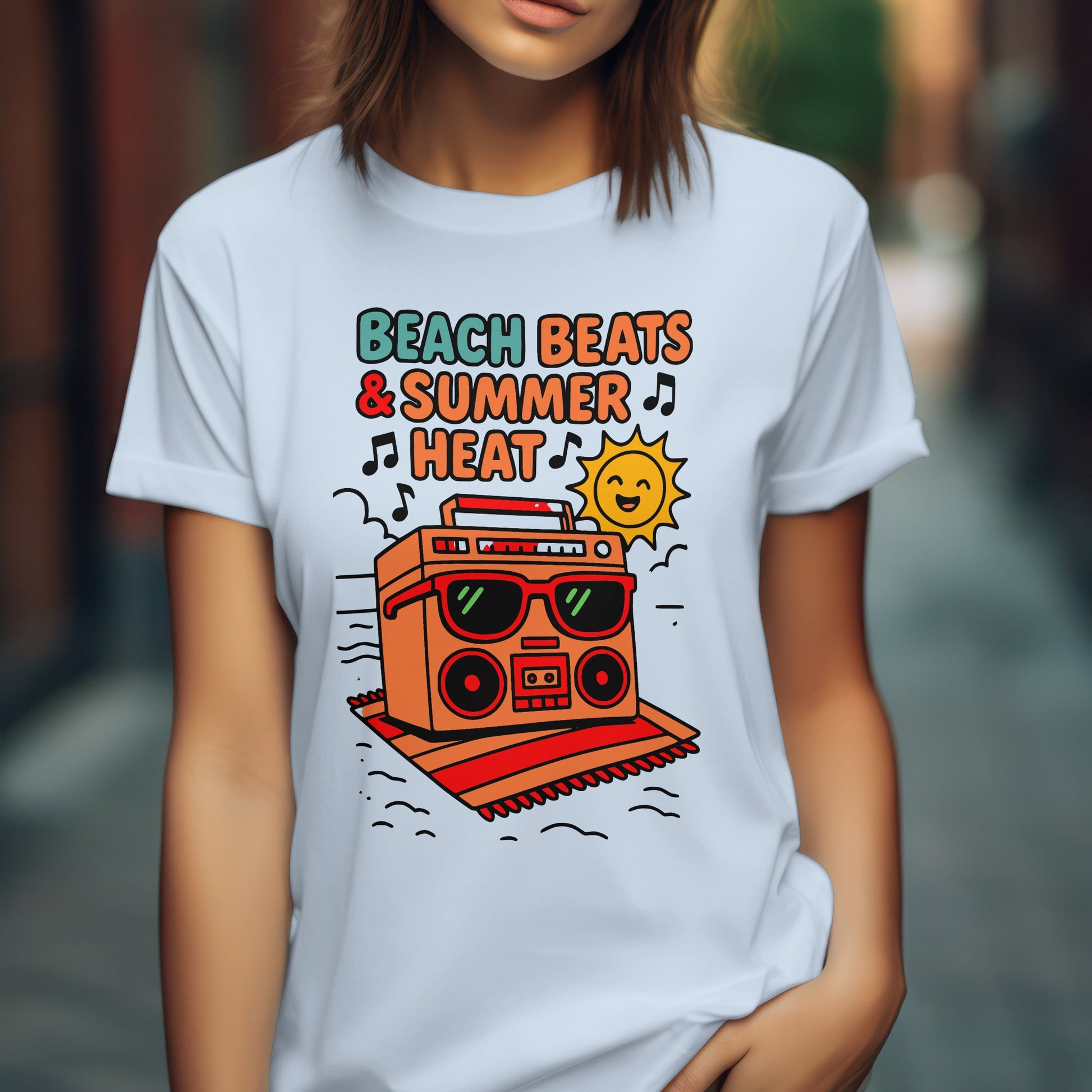 Beach beats t-shirt with summer music wave design
