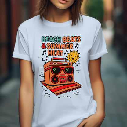 Beach beats t-shirt with summer music wave design