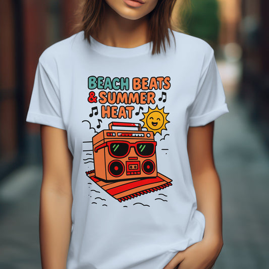 Beach beats t-shirt with summer music wave design