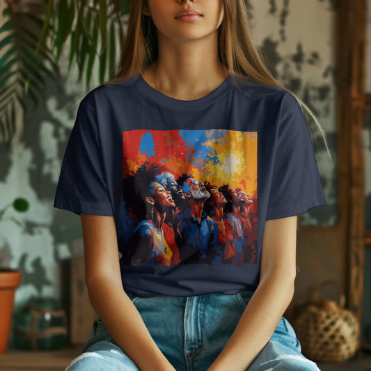 Celebrate creativity t-shirt with artistic music design