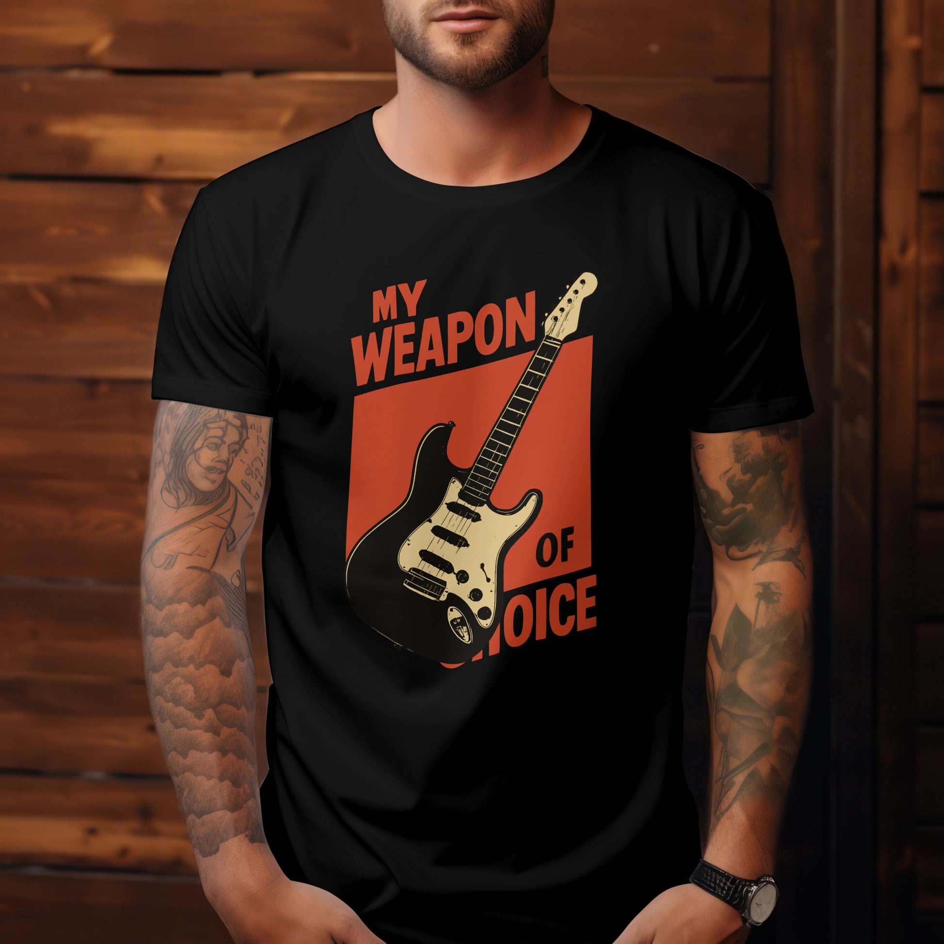 My weapon of choice t-shirt with guitar pride design