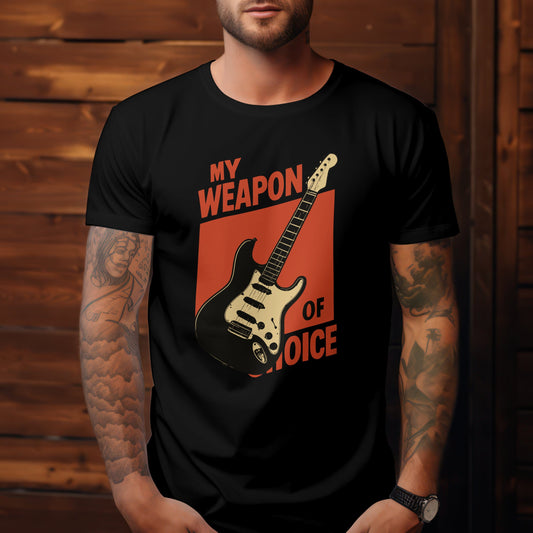 My weapon of choice t-shirt with guitar pride design