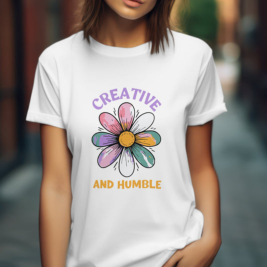 Creative and humble t-shirt with floral music typography design