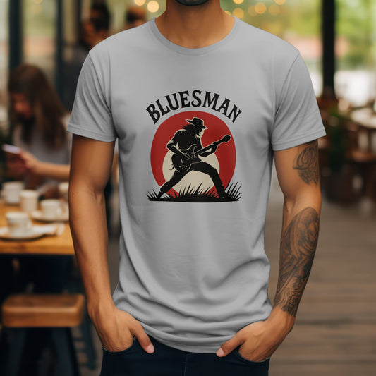 Bluesman t-shirt with vintage guitar blues musician design