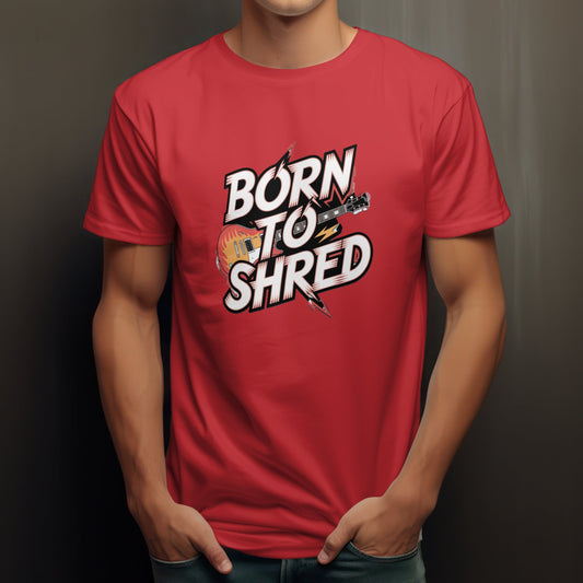 Born to shred t-shirt with guitar rock metal design