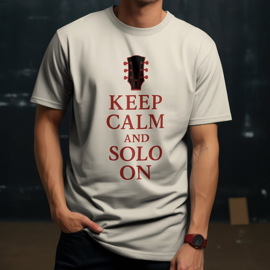 Guitarist keep calm t-shirt with guitar humour parody design