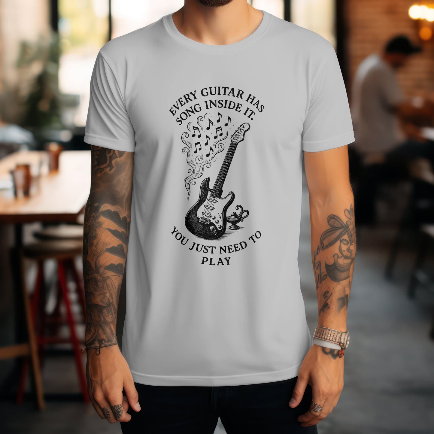 Inspirational music t-shirt with motivational typography design