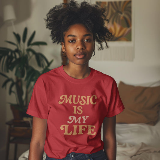 Music is my life t-shirt with retro vintage typography design