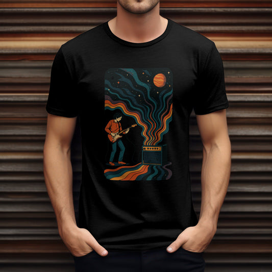 Cosmic music vibes t-shirt with space sound galaxy design