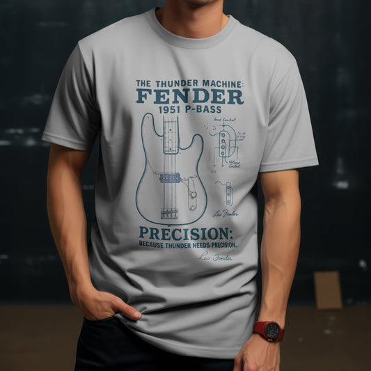 Fender P-bass t-shirt with precision bass guitar design