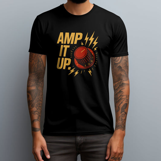 Amp it up t-shirt featuring guitar amplifier design
