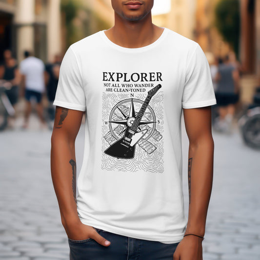 Explorer guitar t-shirt with Gibson electric guitar design