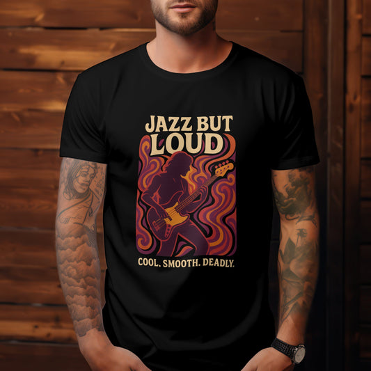Jazz but loud t-shirt with cool jazz typography design