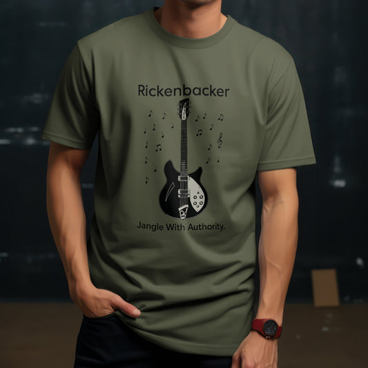 Rickenbacker jangle with authority t-shirt featuring vintage guitar design