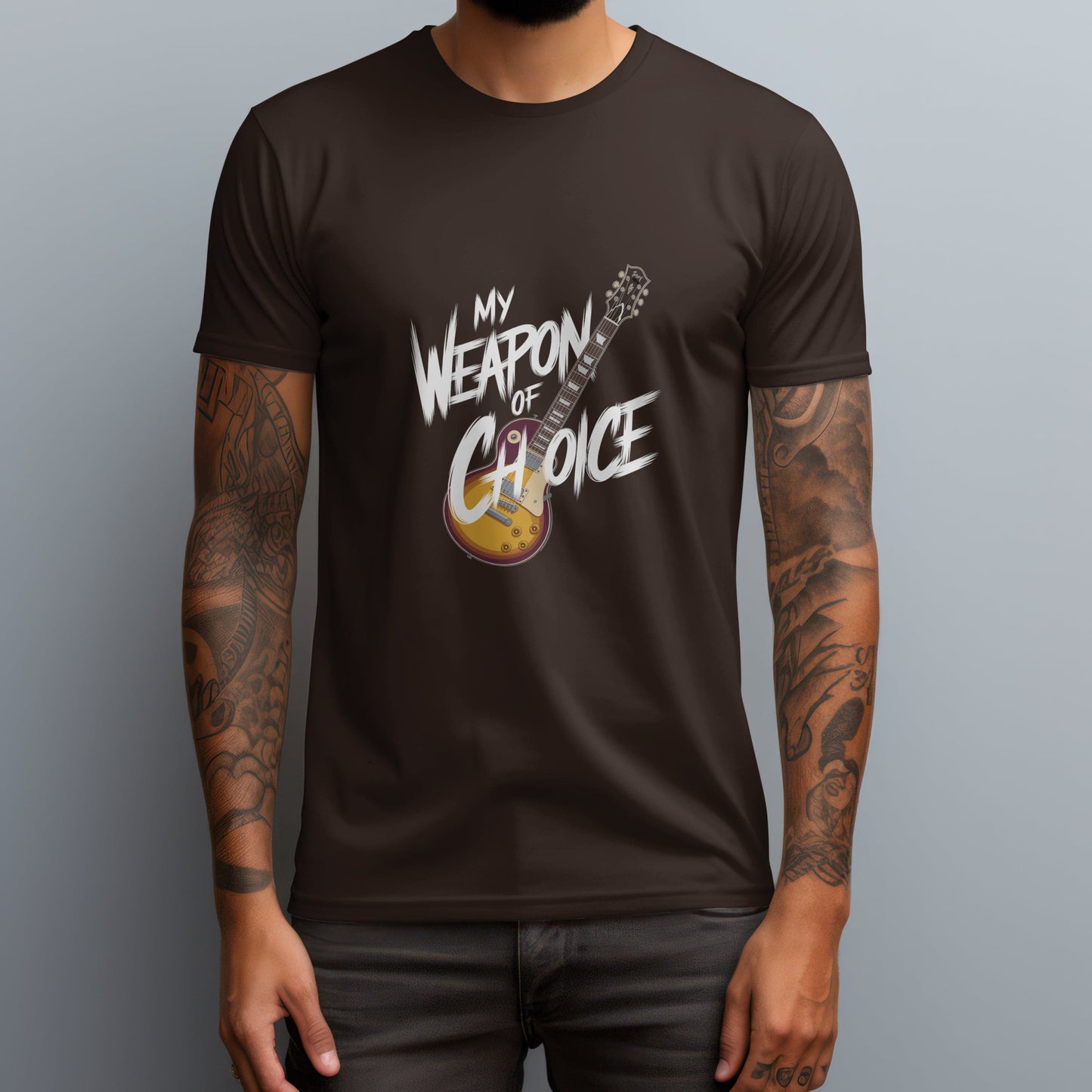 Guitar t-shirt featuring simple clean electric guitar design