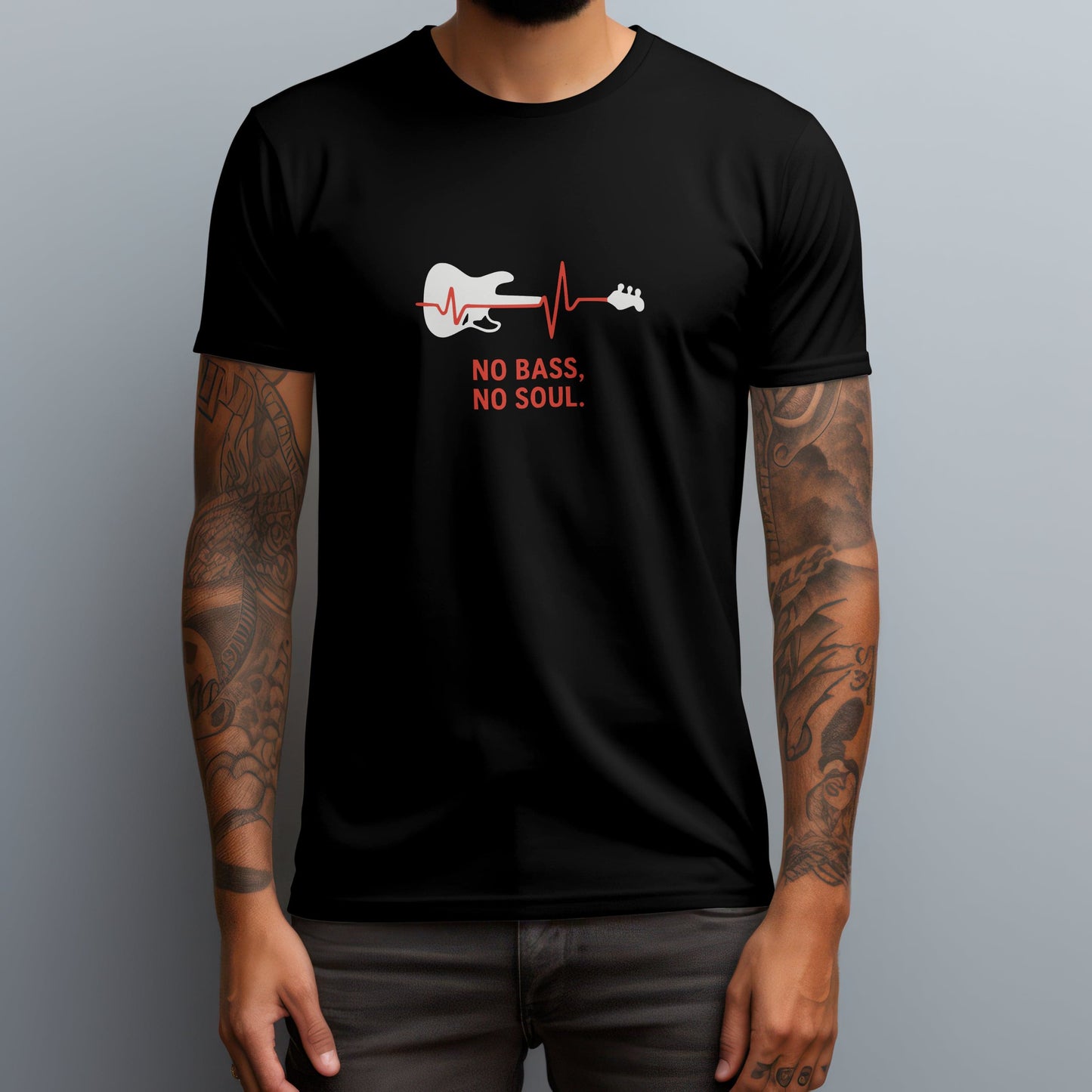 No bass no soul t-shirt with bassist philosophy typography design