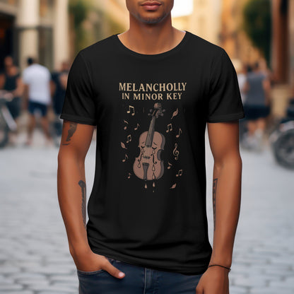 Melancholy violin t-shirt with emotional classical music design