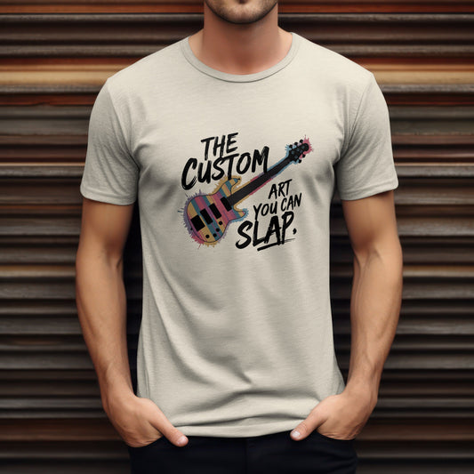 Custom guitar art t-shirt with artistic electric guitar design