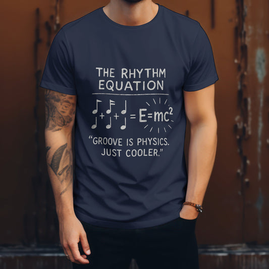 Rhythm equation t-shirt combining mathematical formulas with music design