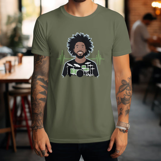 Cool drummer vibes t-shirt with percussion style design for music fans