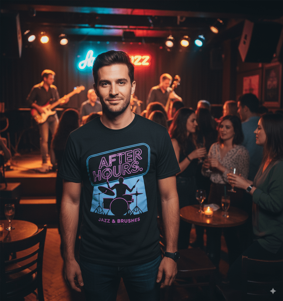 After hours jazz t-shirt with vintage saxophone night club design