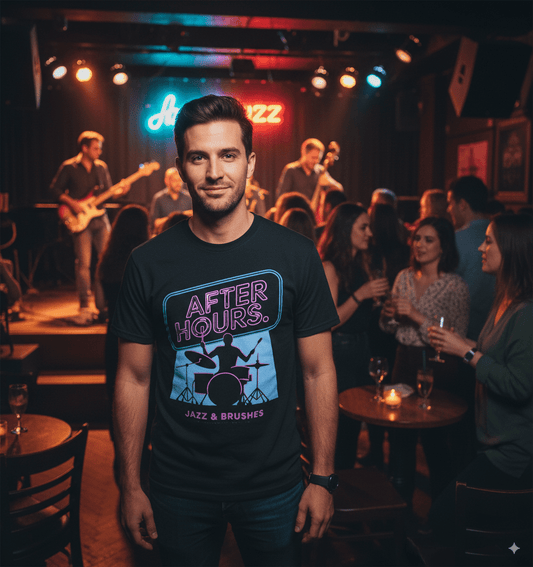 After hours jazz t-shirt with vintage saxophone night club design