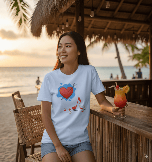 Music love t-shirt with sweetheart romantic design
