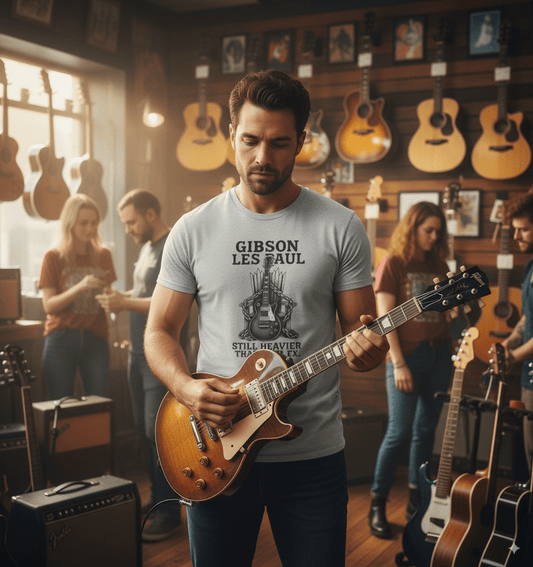 Still heavier than your ex t-shirt with guitar humour attitude design