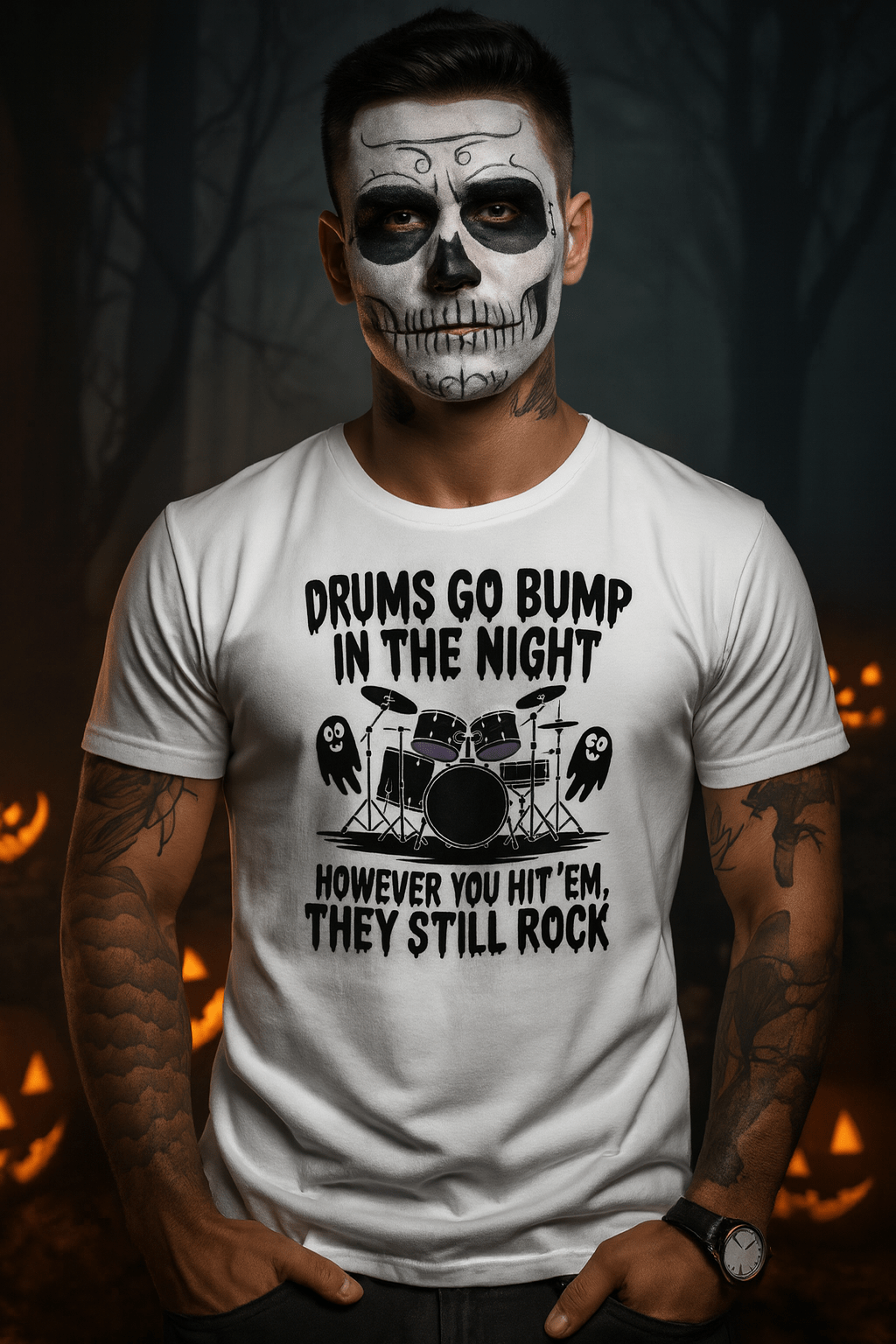 Spooky Drummer T-Shirt - Halloween Music Tee