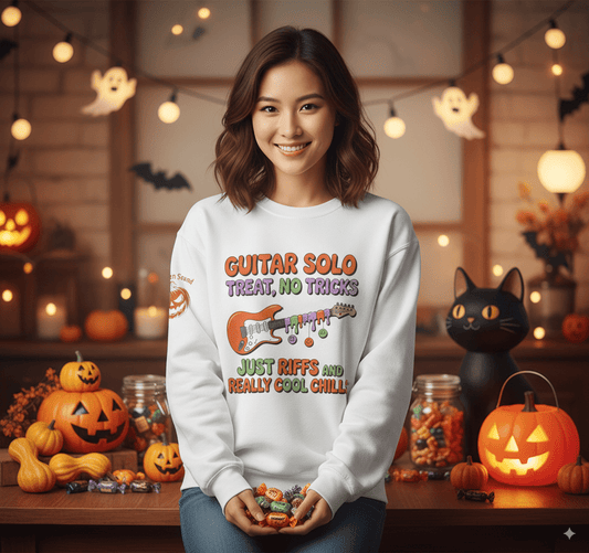 Guitar Solo Sweatshirt - Riffs and Cool Chills Halloween
