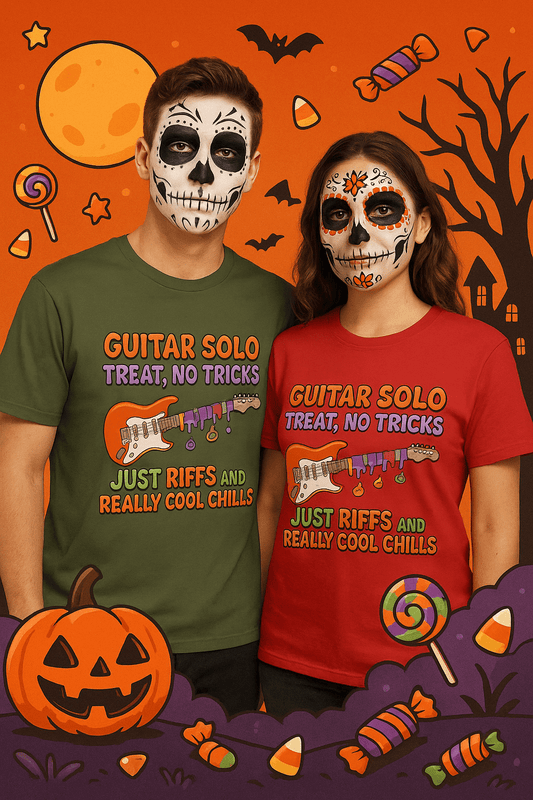Guitar solo t-shirt with electric guitar and rock band solo performance design