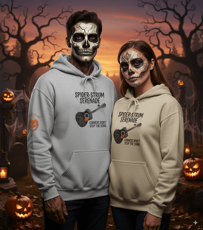 Spider-Strum Serenade Halloween Hoodie - Music Spook